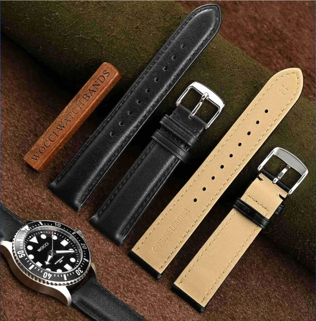 Wocci 18mm Black Leather Watch Strap - photo 2