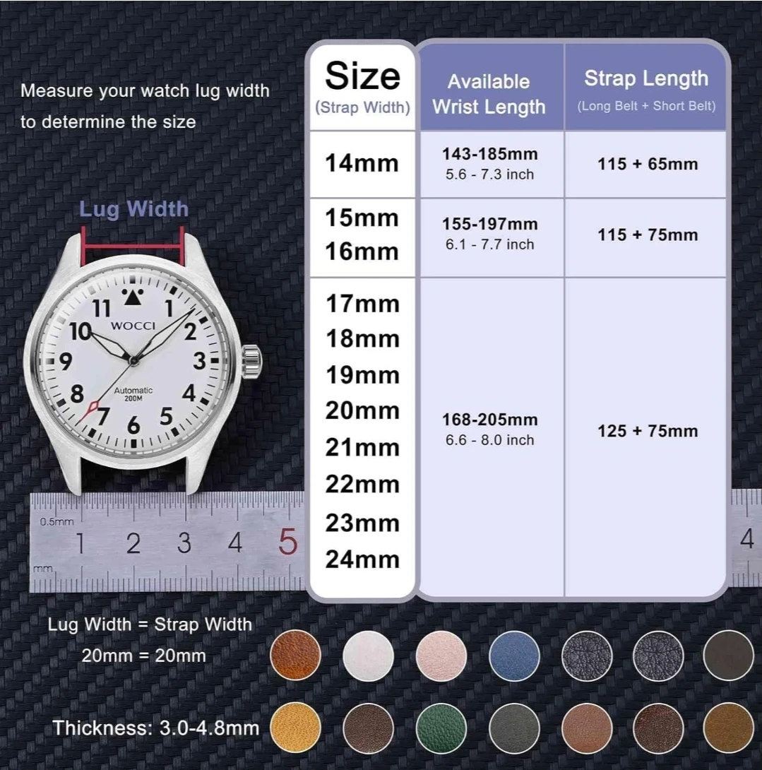 Wocci 18mm Black Leather Watch Strap - photo 4