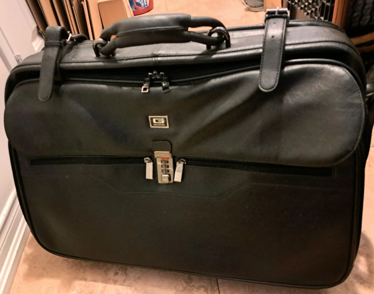 Goldfish Black Faux Leather Suitcase