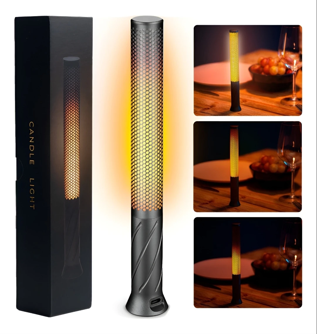 LED Cordless Candle Table Lamp – Platinum Grey | Rechargeable