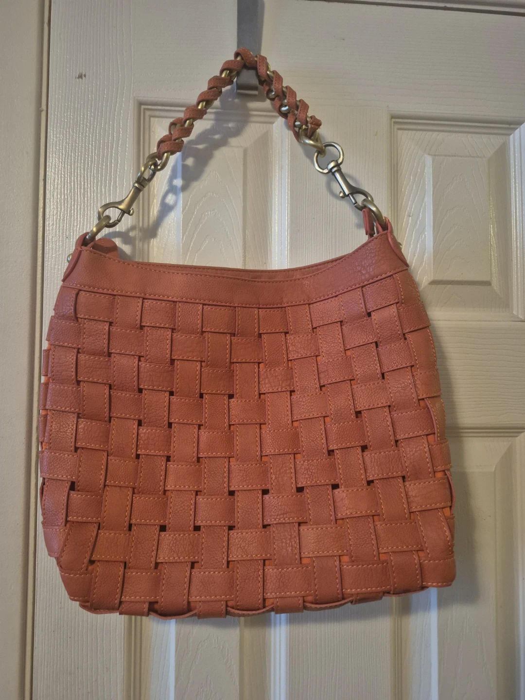 Orange Woven Shoulder Bag