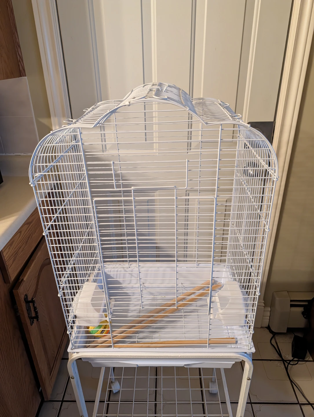 White Bird Cage with Stand - photo 2
