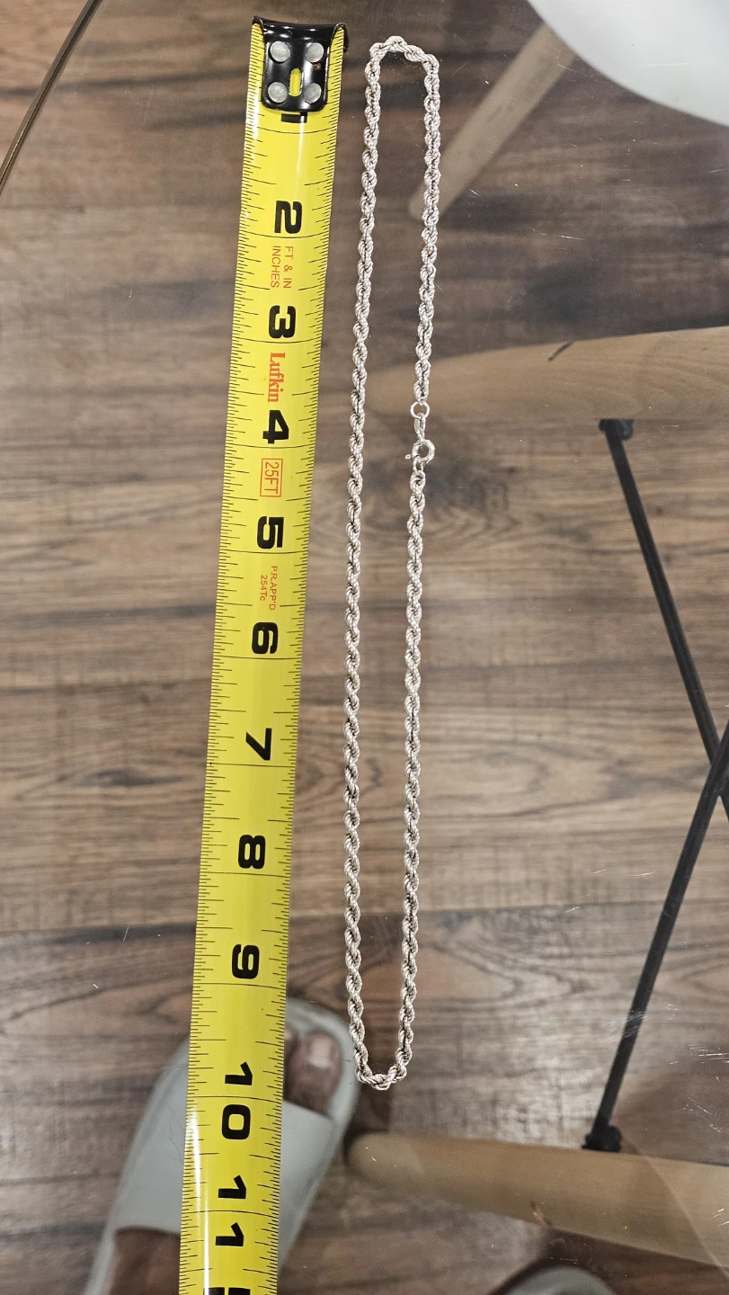 925 Silver Rope Chain Necklace - 11.2g, 24 Inches - photo 3