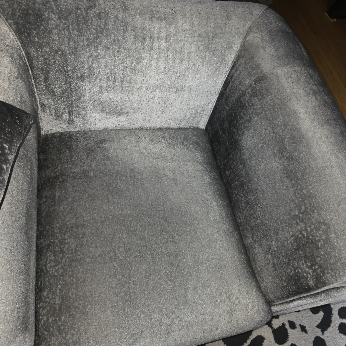 Grey Velvet Armchair with Gold Accents