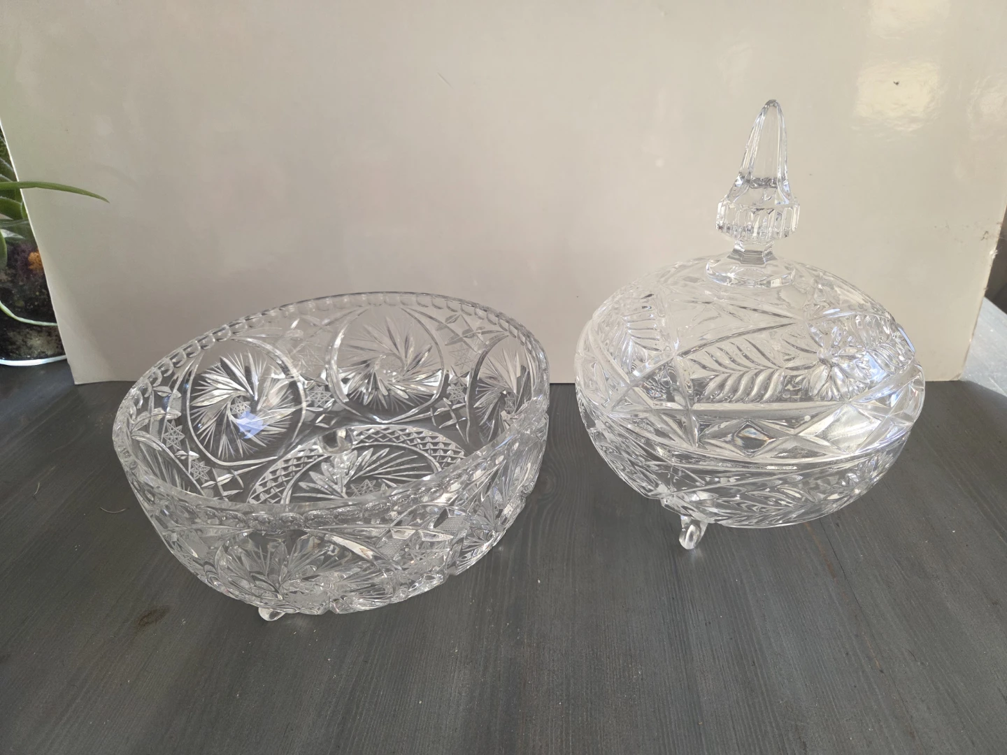 Crystal Footed Bowl and Covered Candy Dish Set