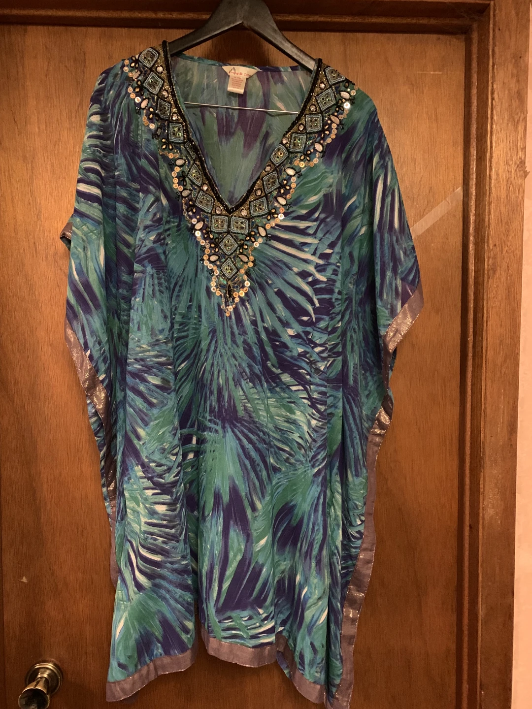 Ava & Viv Kaftan Cover-Up - Blue/Green New!