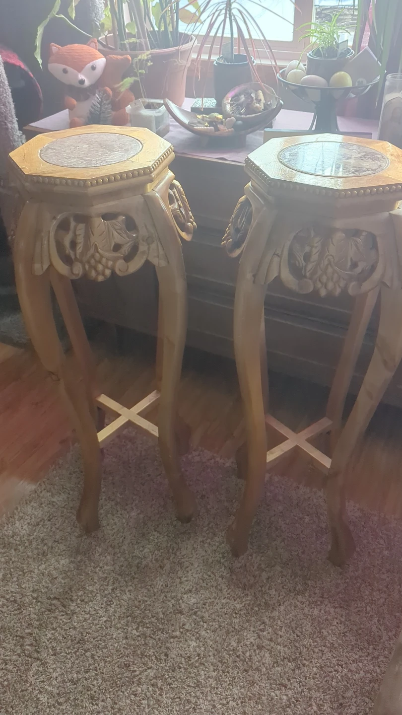 Pair of Vintage Wooden Plant Stands
