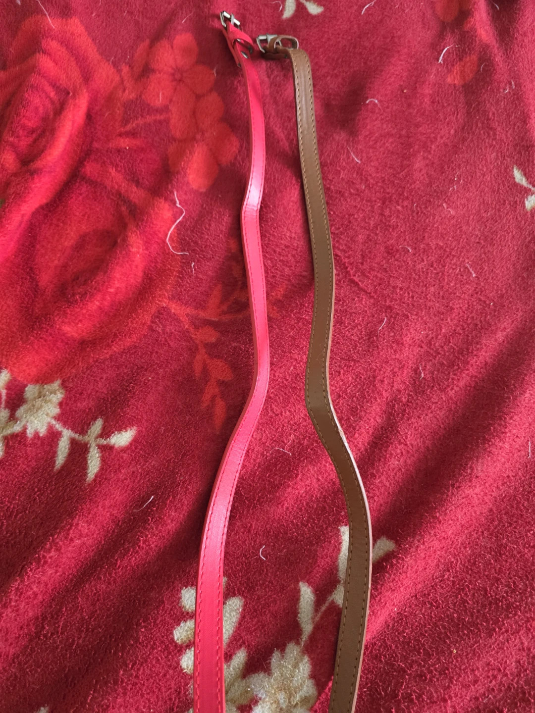 Two Thin Fashion Belts - Pink and Brown - photo 2