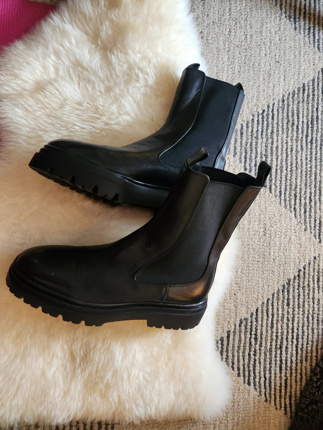 Zara Black Leather Ankle Boots, Size 10 - photo 5