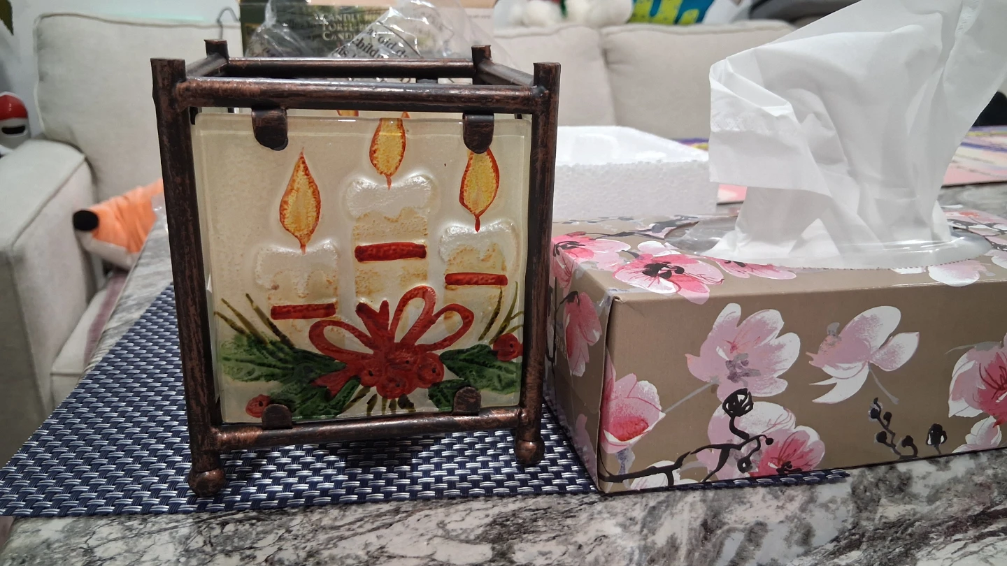 CANDLE.HOLDER, GLASS PANELS WITH METAL SUPPORT, NEW - photo 3