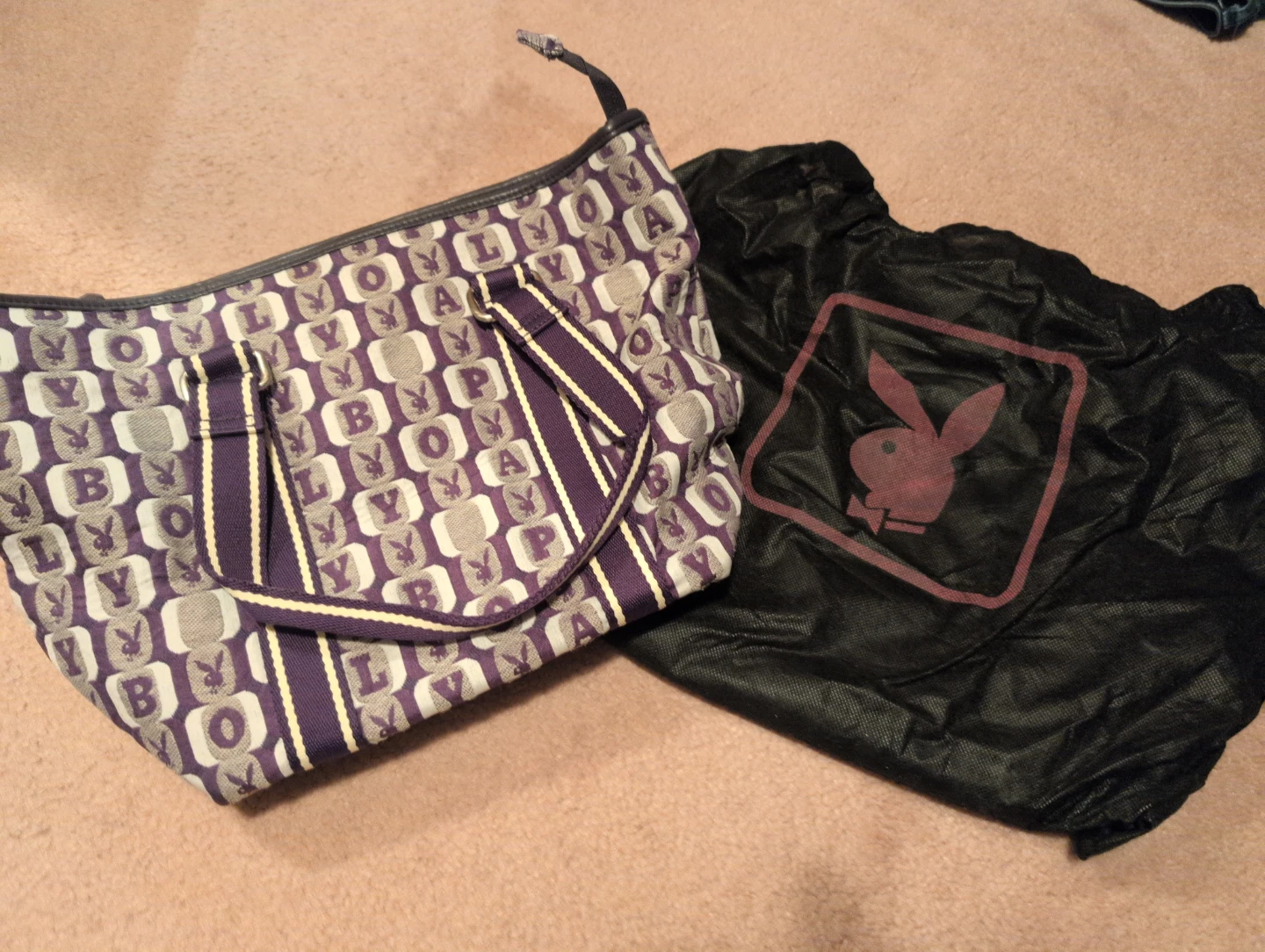 Playboy Purple & Grey Tote Bag