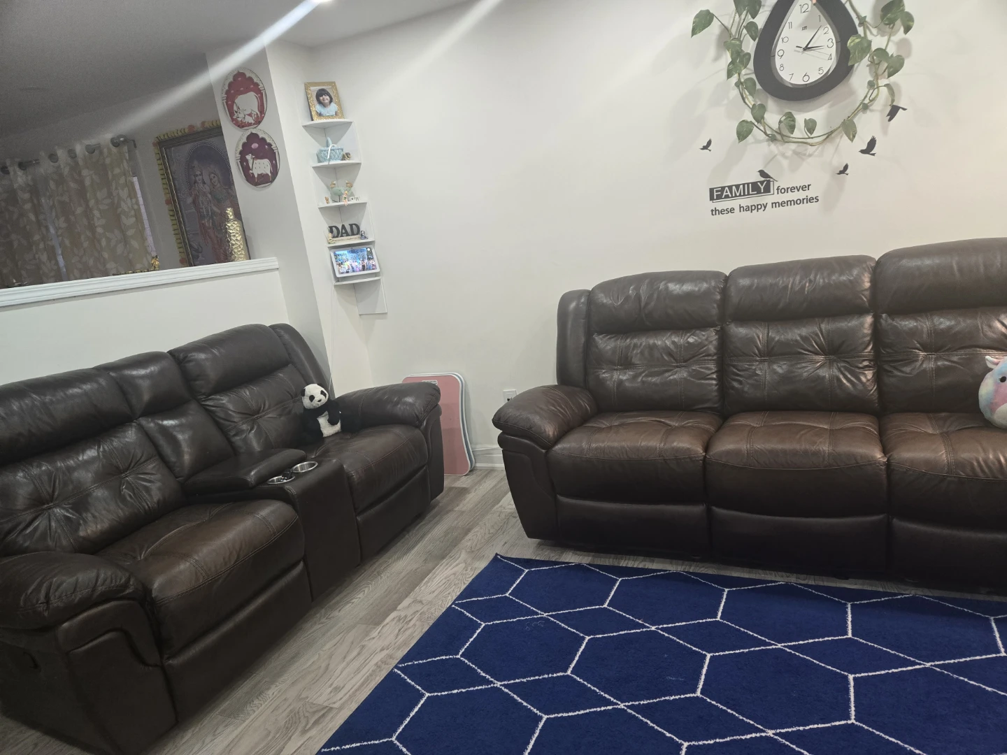Brown Leather Reclining Sofa Set