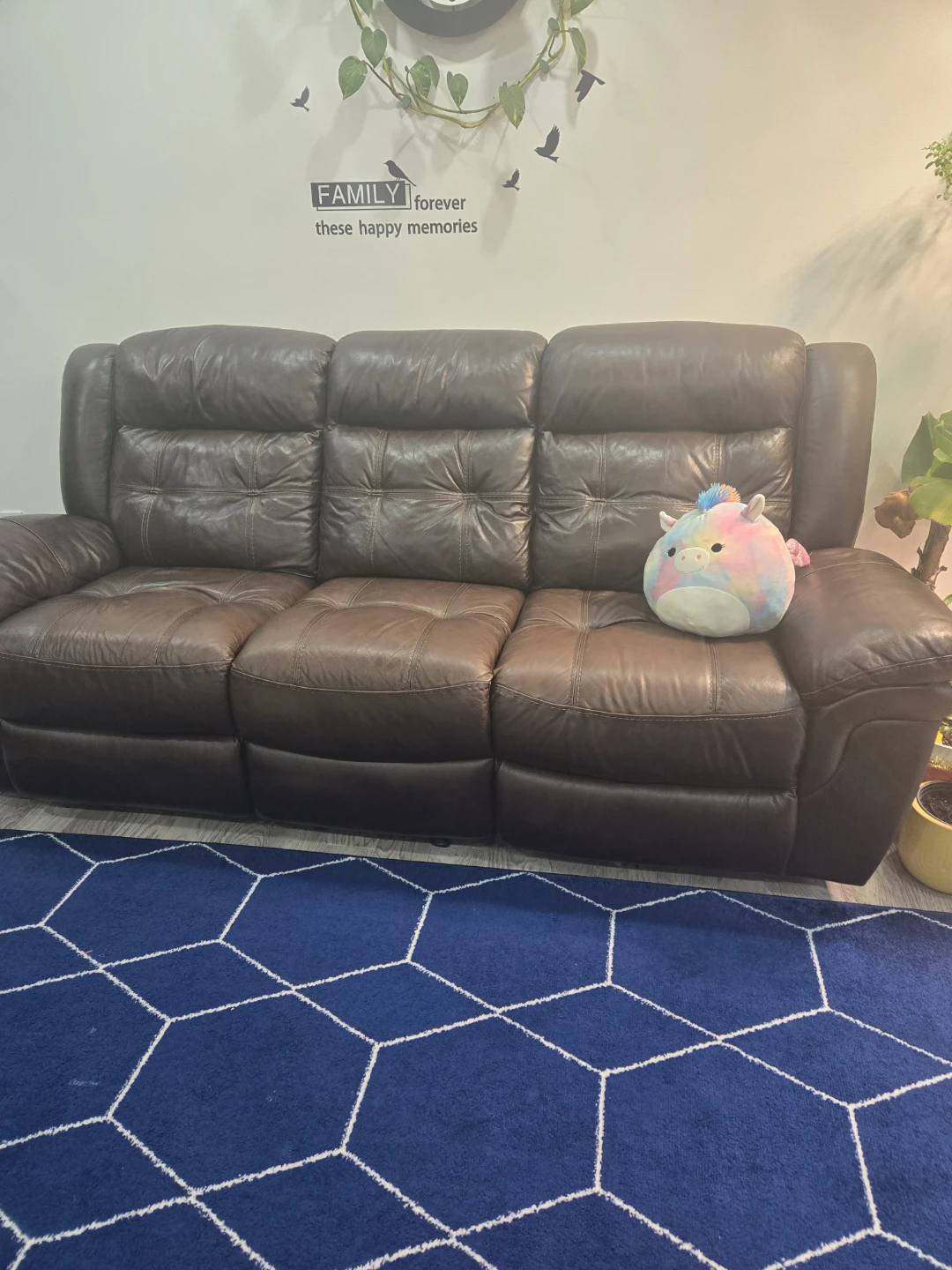 Brown Leather Reclining Sofa Set - photo 3