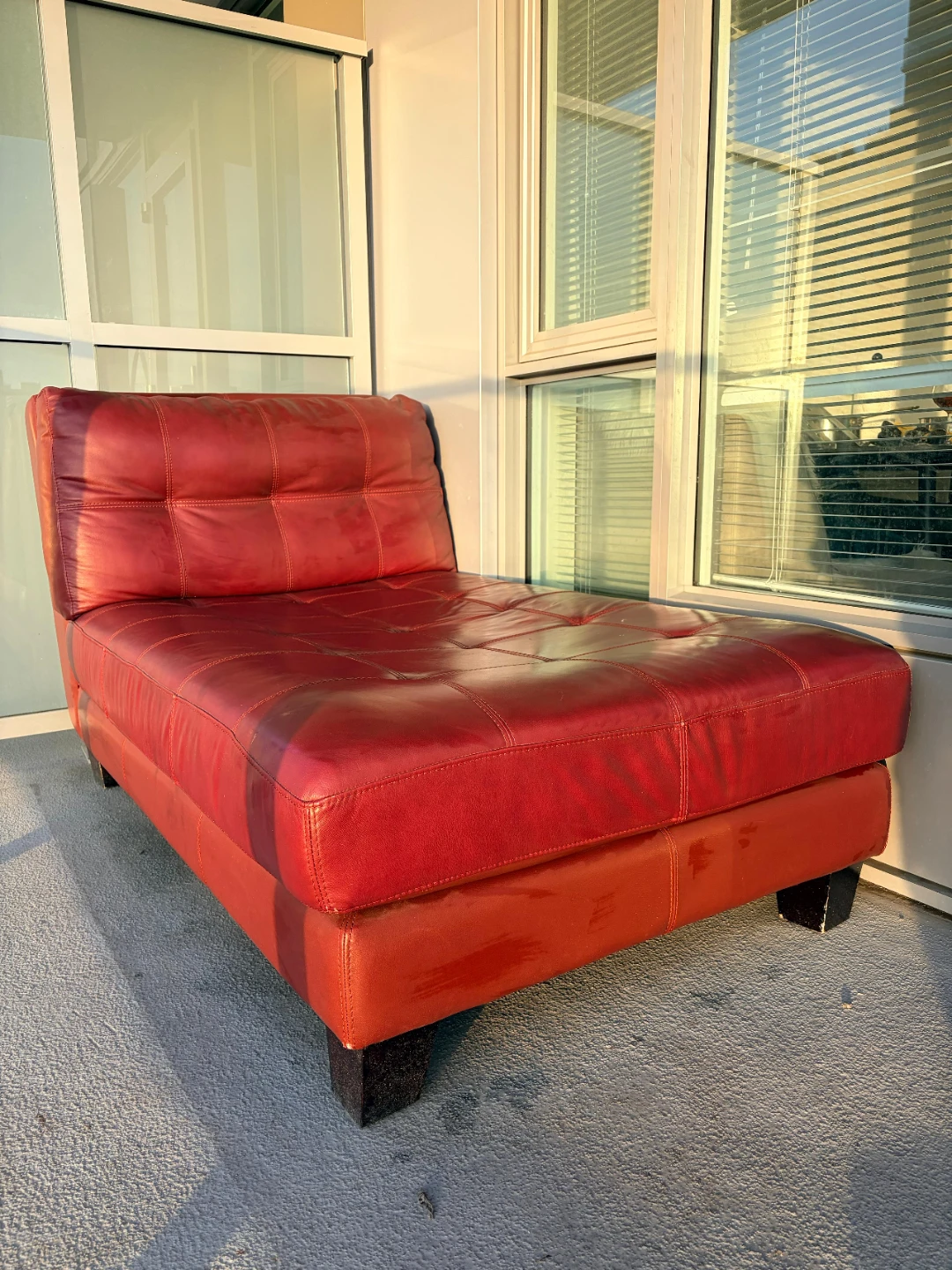 Red Leather Chaise Lounge