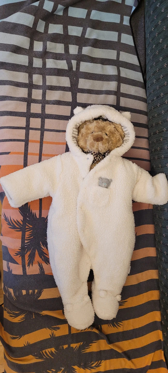 White Fleece Baby Snowsuit