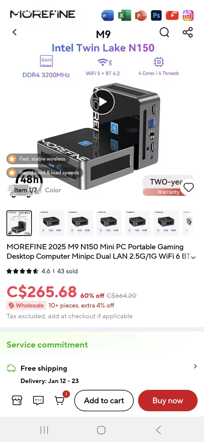 MOREFINE M9 N150 Mini PC - Portable Gaming Desktop