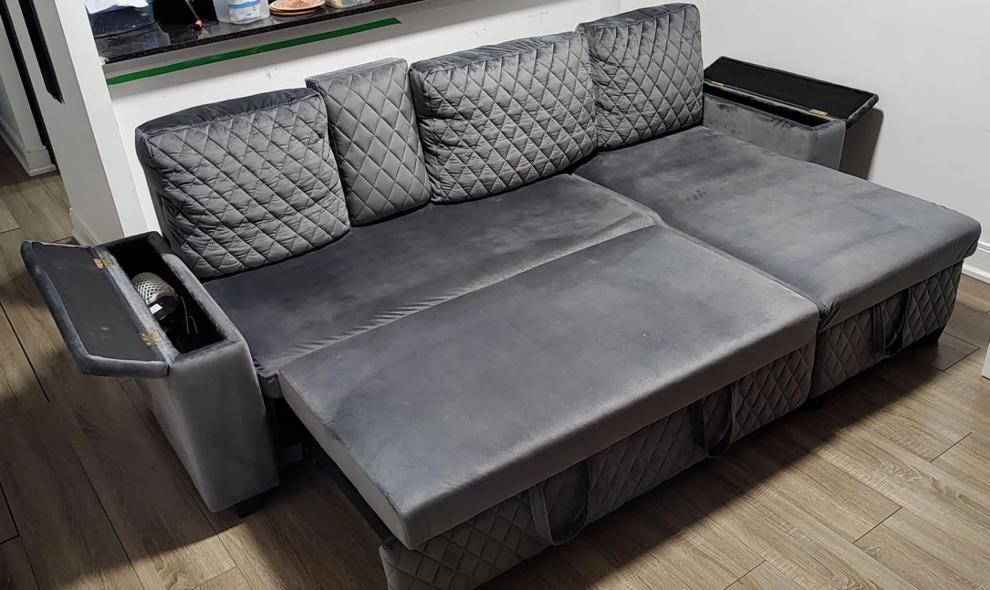 Grey Sectional Sofa with Storage