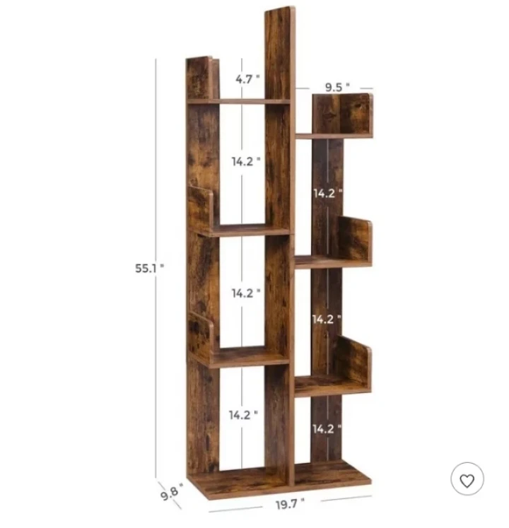 VASAGLE Tree-Shaped Bookcase Rustic Brown - photo 3