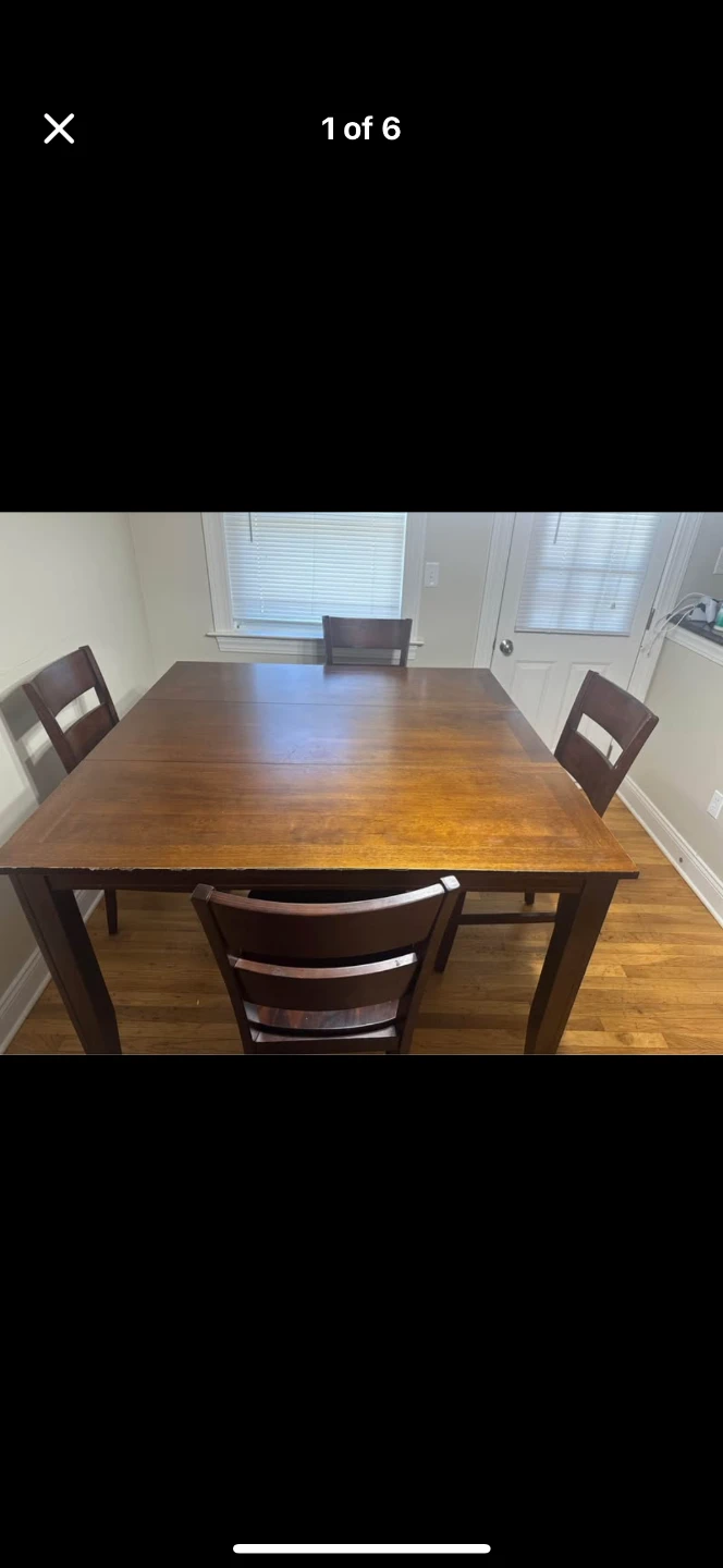 Counter Height Wooden Dining Table with 4 Chairs