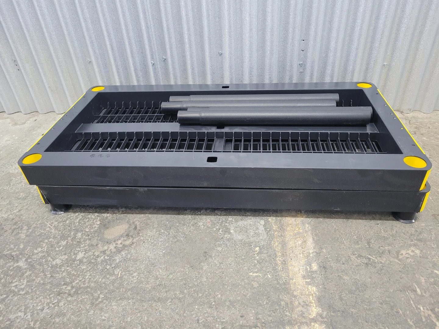 Black 2-Tier Plastic Shelf Unit with Yellow Accents - photo 4