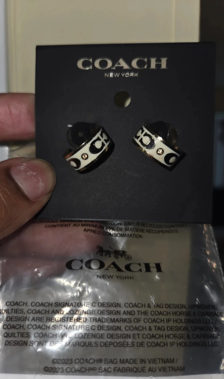 New Coach Earrings - Black & White