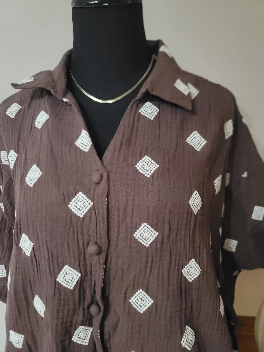 Cynthia Rowley Chocolate Shirt 100% Cotton Resort Cottage Sz 2XL - photo 3