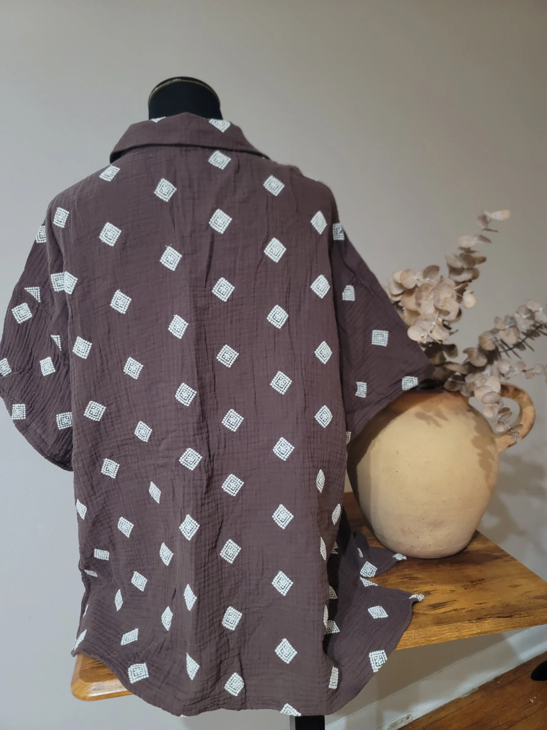 Cynthia Rowley Chocolate Shirt 100% Cotton Resort Cottage Sz 2XL - photo 4