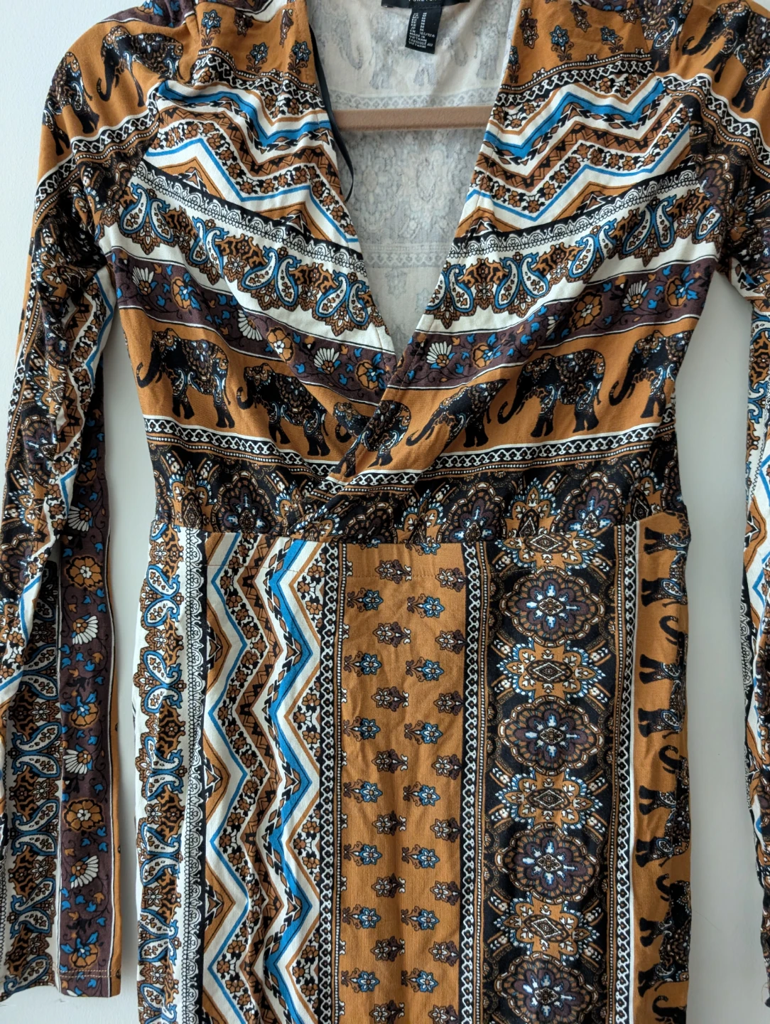 Forever 21 Brown Patterned Dress - Size L - photo 3
