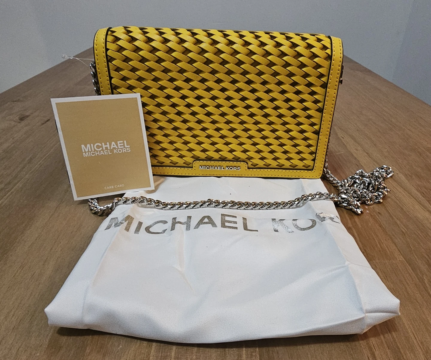 Michael Kors Yellow Woven Crossbody Bag
