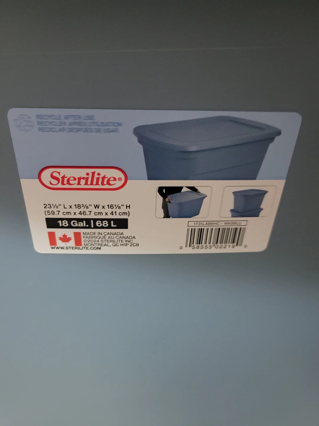 Sterilite 18-Gallon Storage Bin – Lilac, Like New - photo 3