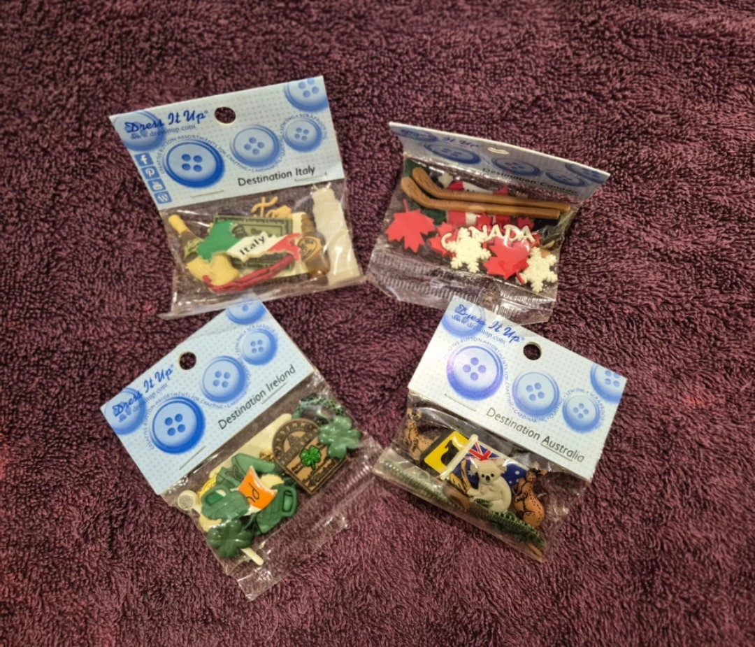Country Themed Embellishments - 🇮🇹 🇦🇺🇨🇦🇮🇪 Buttons