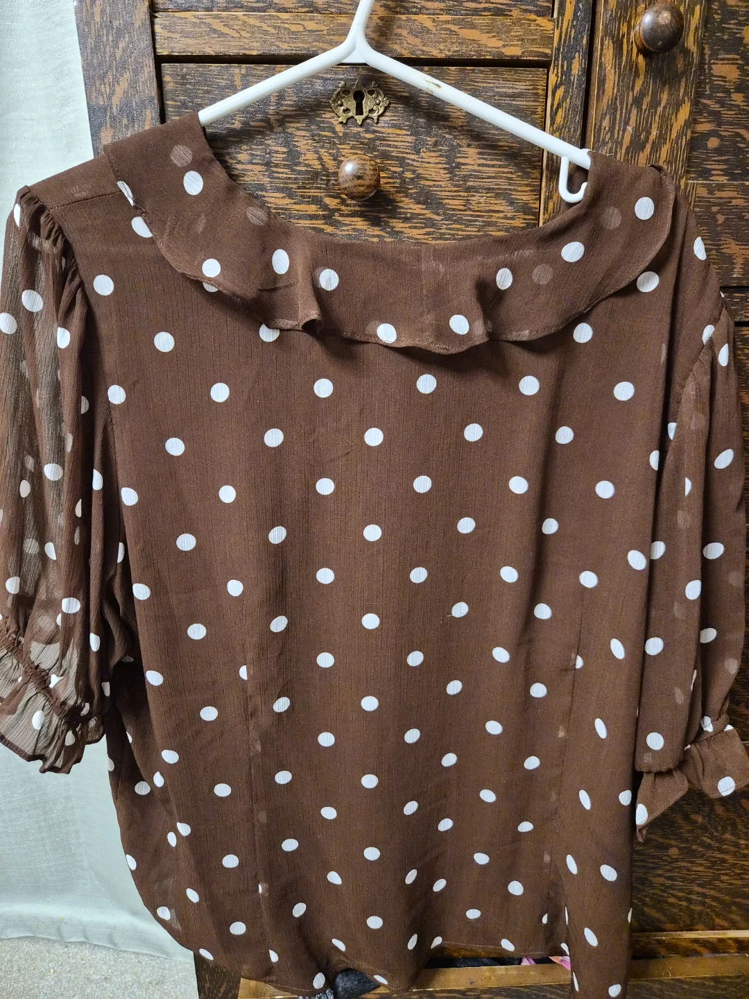 Cupcakes and Cashmere Brown Polka Dot Blouse - 1X - photo 5