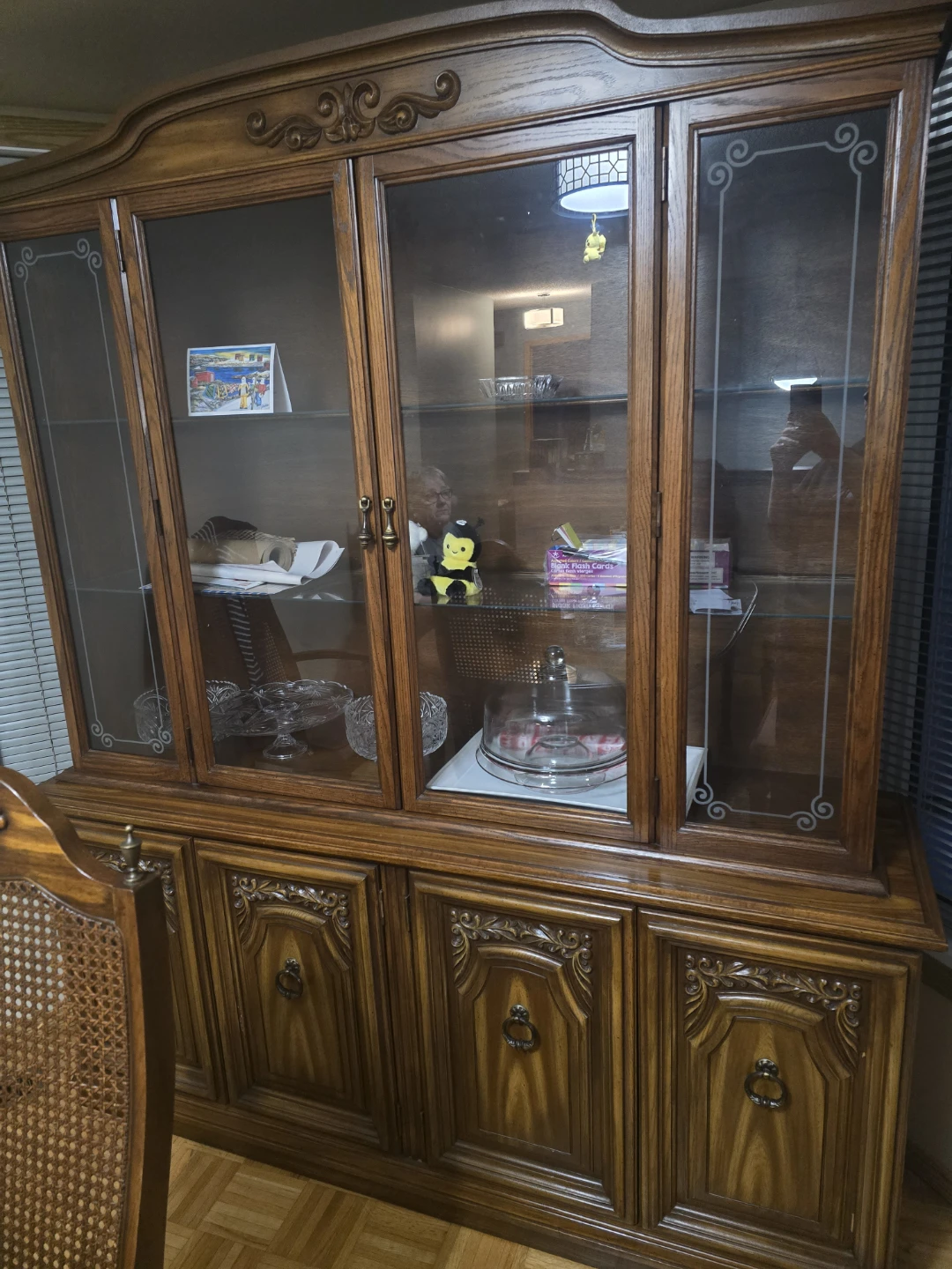 Vintage Wooden China Cabinet Hutch