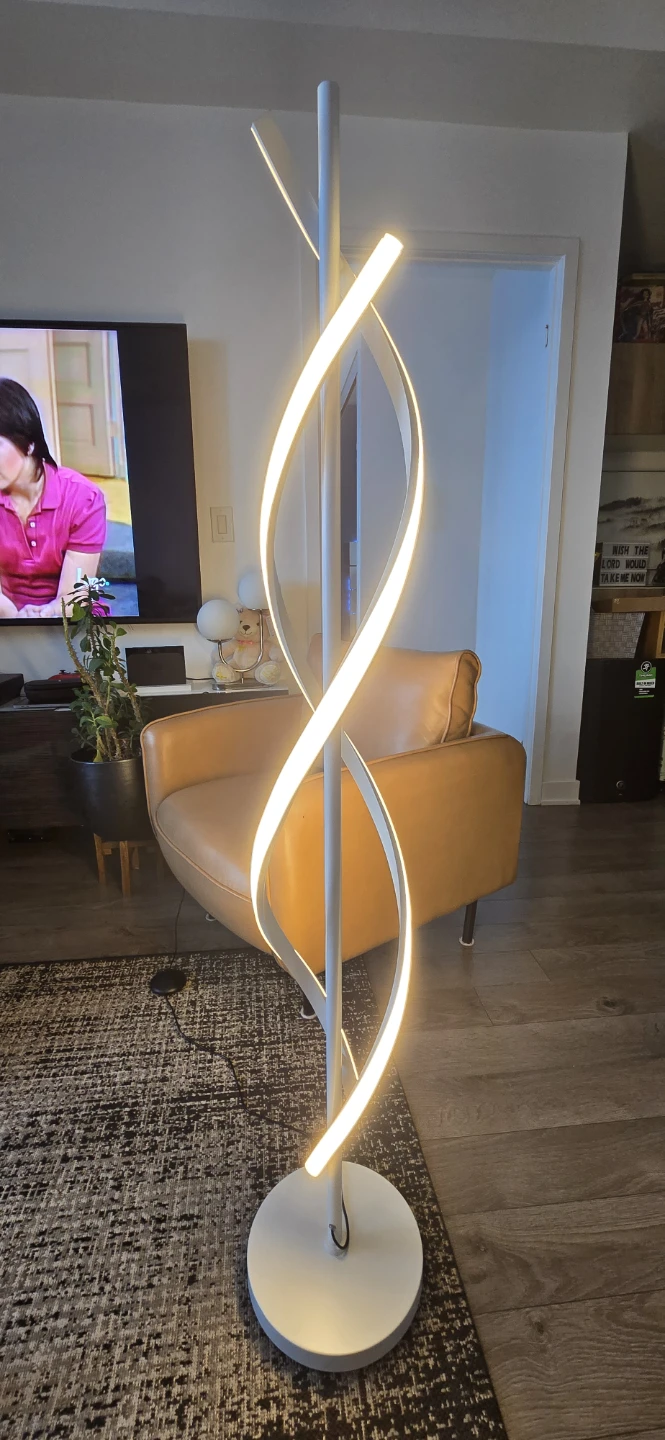 Modern LED Dimmable Spiral Floor Lamp - White - photo 3