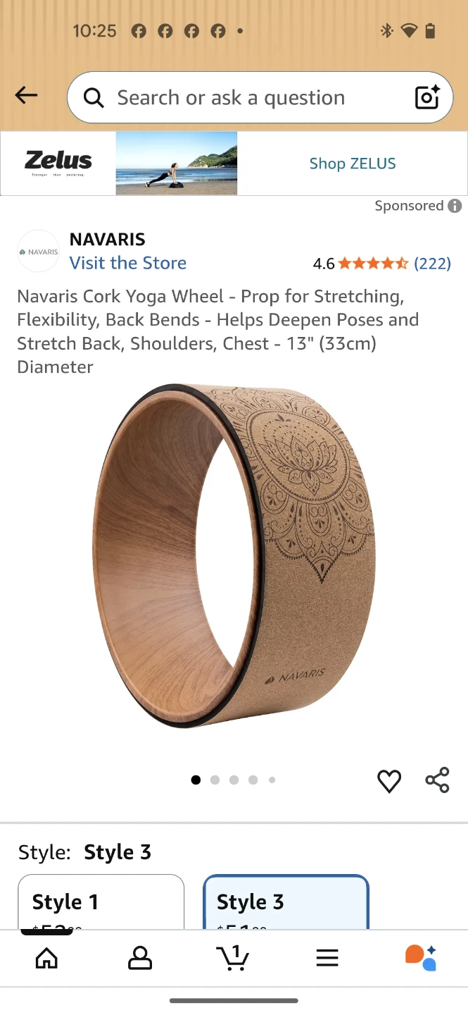 Navaris Cork Yoga Wheel - 13" Diameter - photo 2