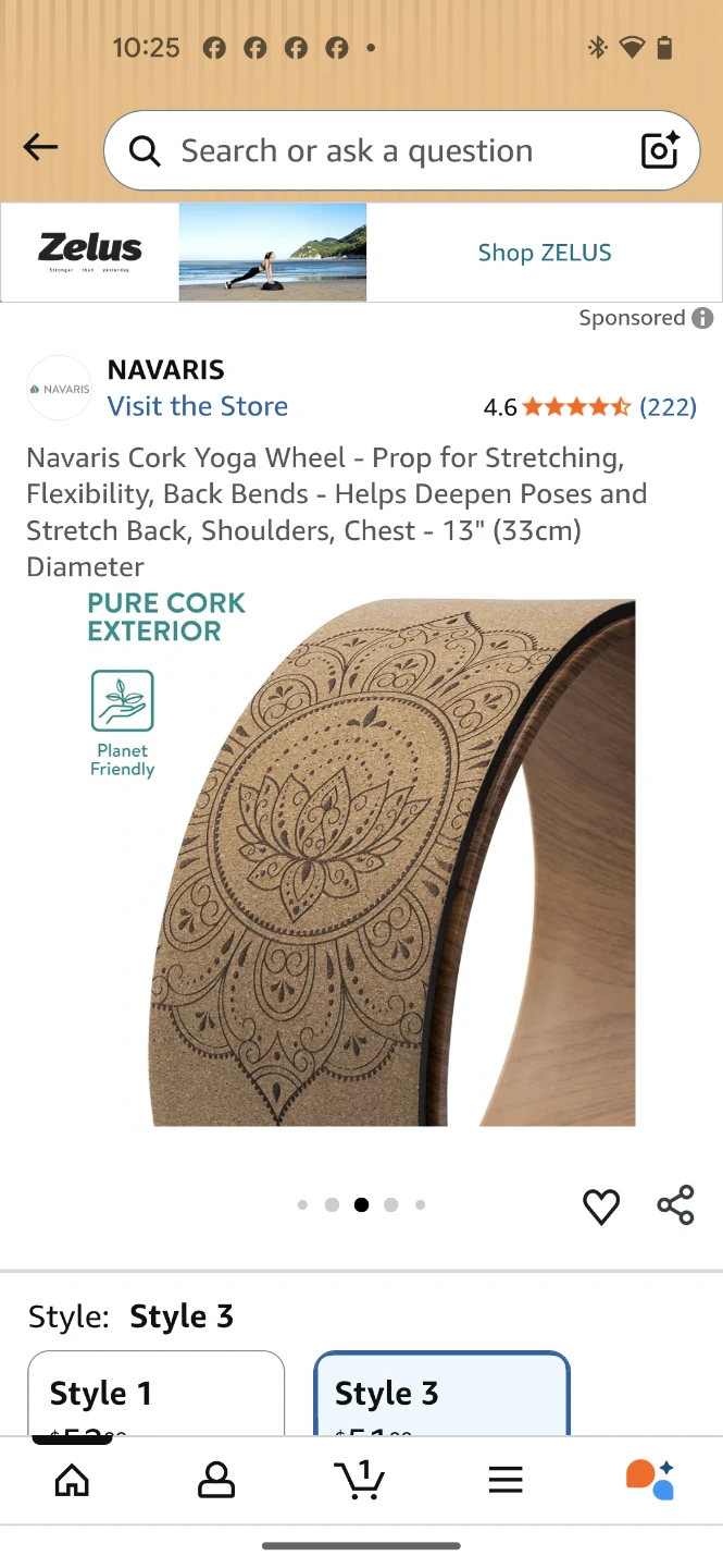 Navaris Cork Yoga Wheel - 13" Diameter - photo 4