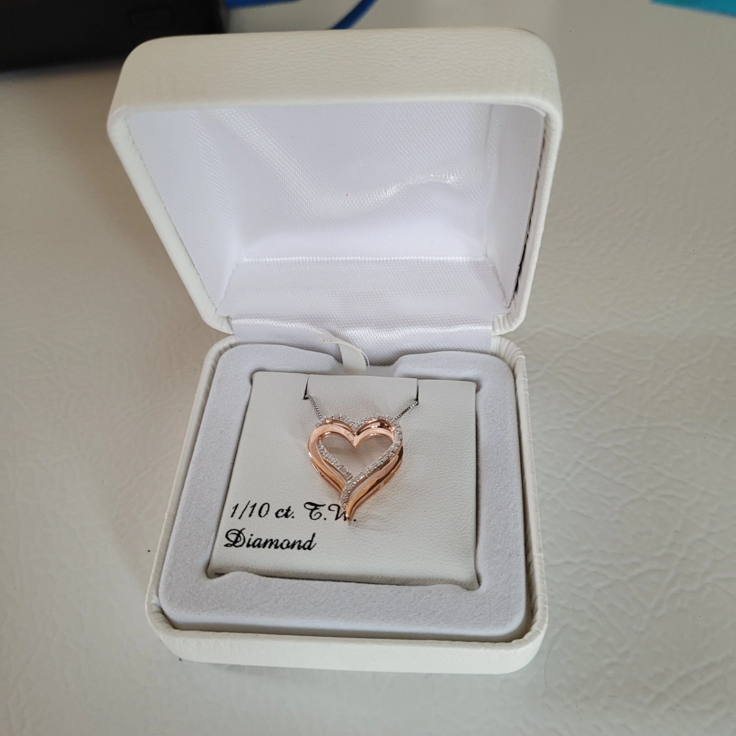 ♥️  Sterling 14k Rose Gold Plated 1/10 Carat Diamond - photo 3