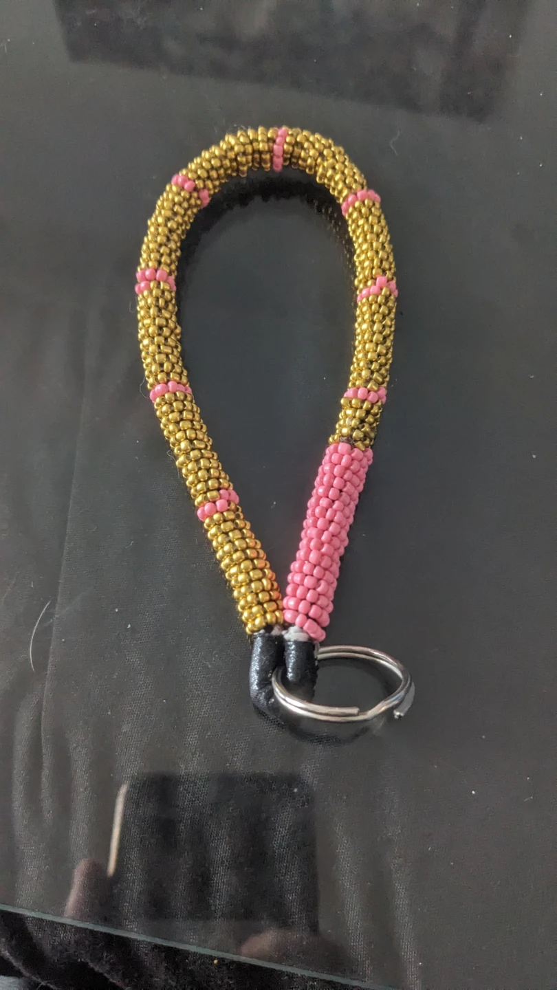 Handmade Beaded Keychain and Earrings Set - photo 3