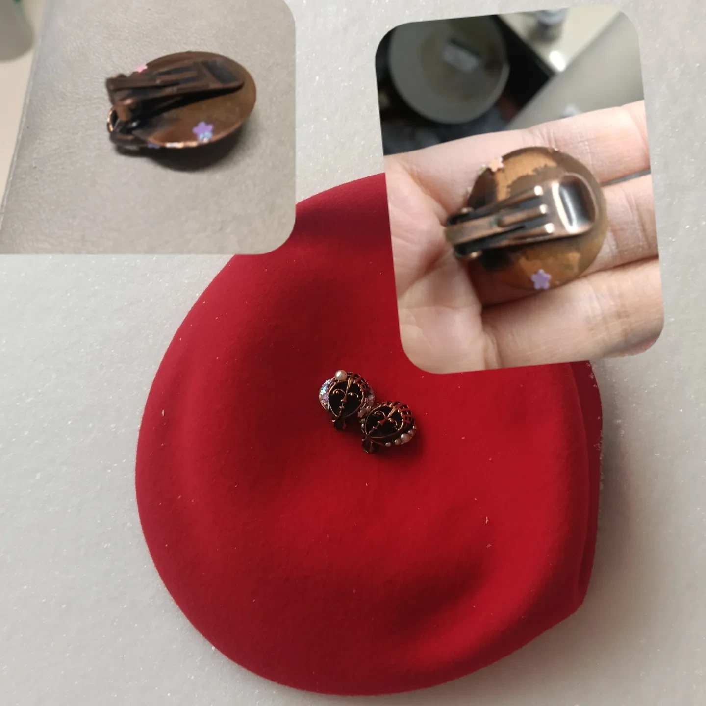 Clip-on Earrings with Pearl and Enamel Accents - photo 5