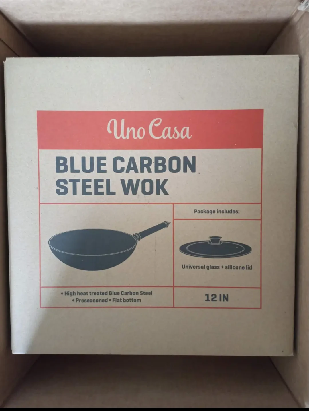 Uno Casa 12-inch Blue Carbon Steel Wok - New!