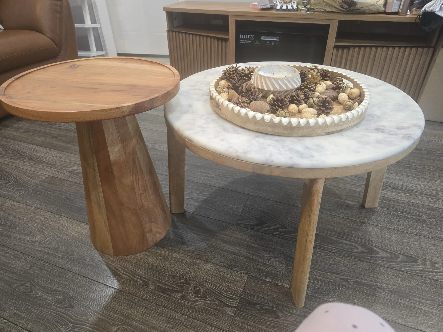 Marble & Wood Nesting Coffee Tables - photo 2