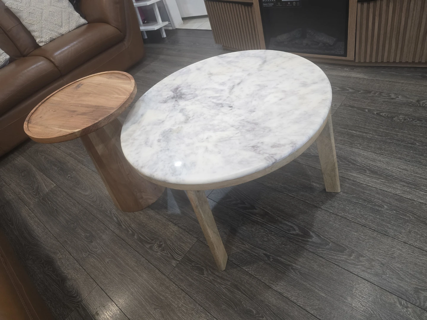 Marble & Wood Nesting Coffee Tables - photo 3
