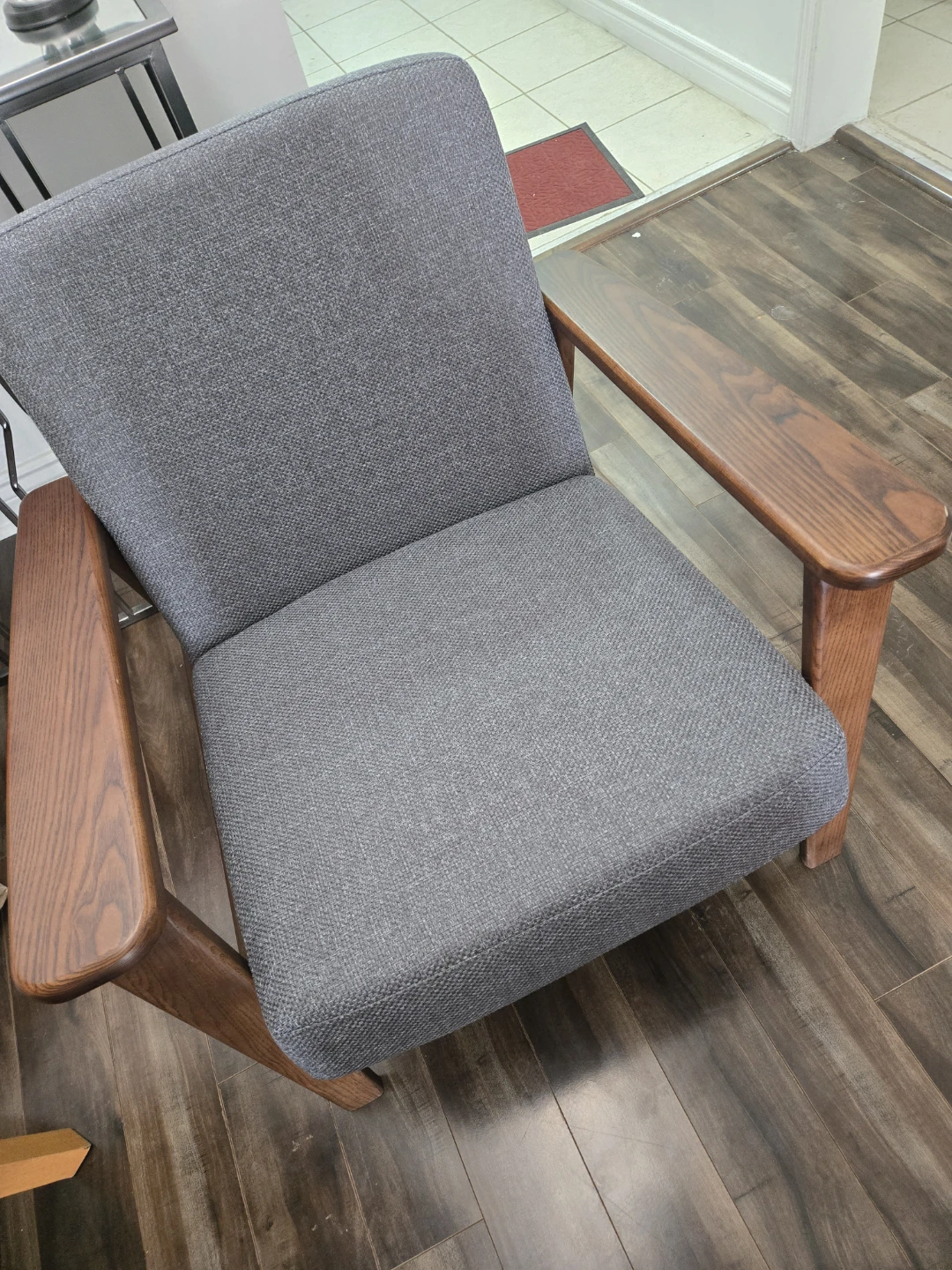 Grey Fabric Armchair with Wooden Frame - photo 2