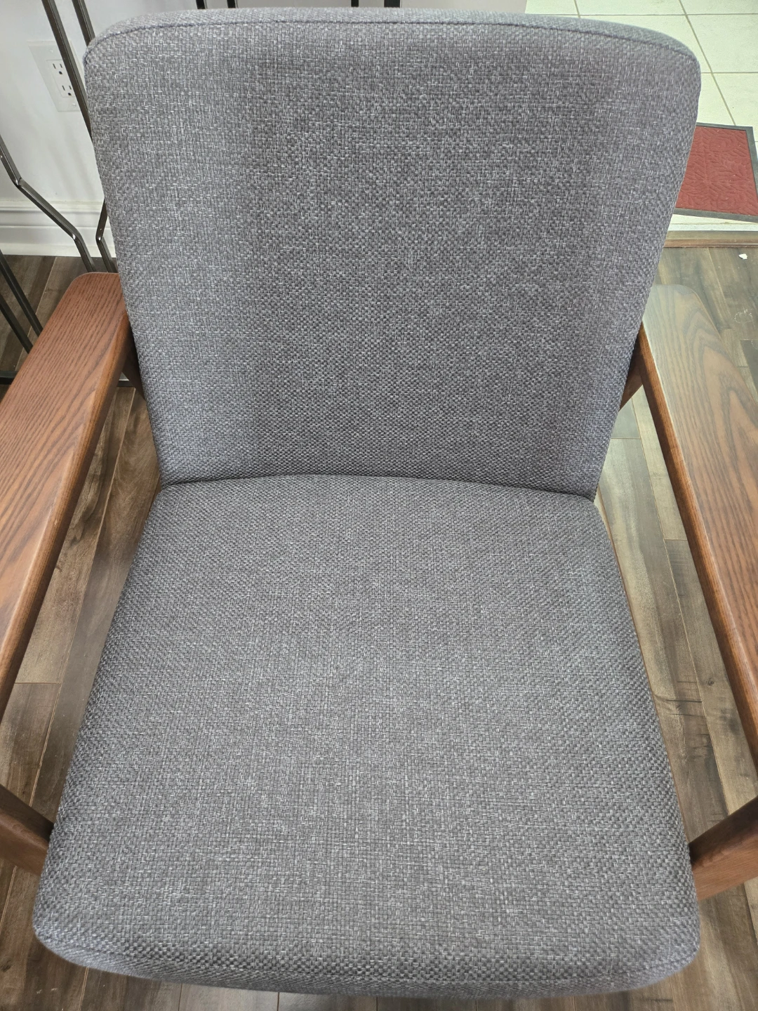 Grey Fabric Armchair with Wooden Frame - photo 3