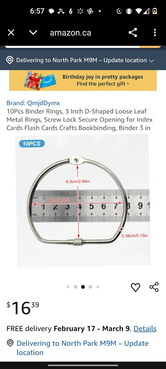 Qmjddymx 10 Pcs Binder Rings 3 Inch D-Shaped Metal - photo 3