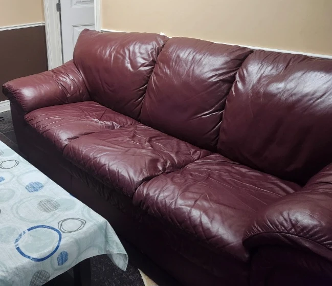 Maroon Leather Sofa