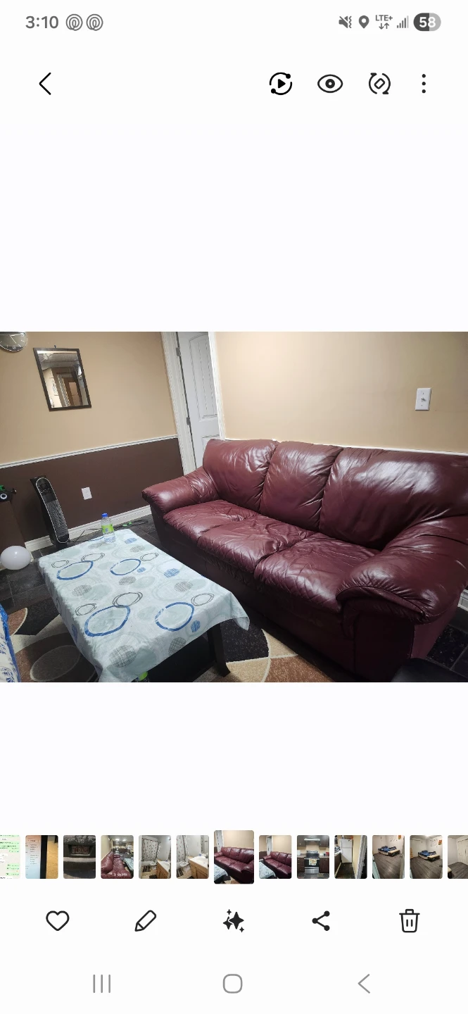 Maroon Leather Sofa - photo 3