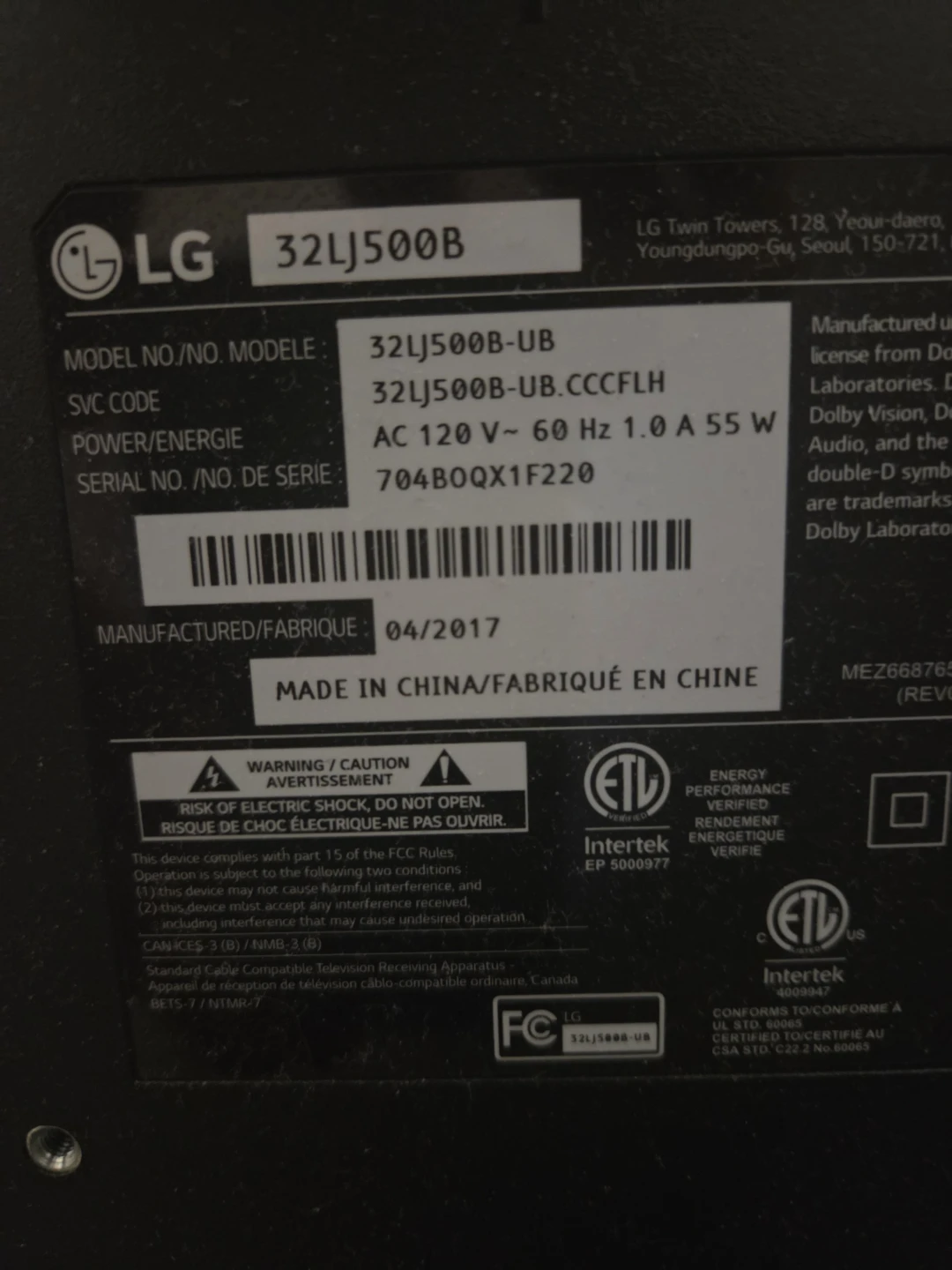 Lg 32lj500b 32inch tv - photo 2