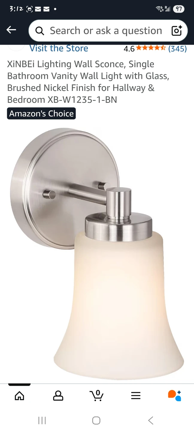 Brushed Nickel Vanity Wall Light