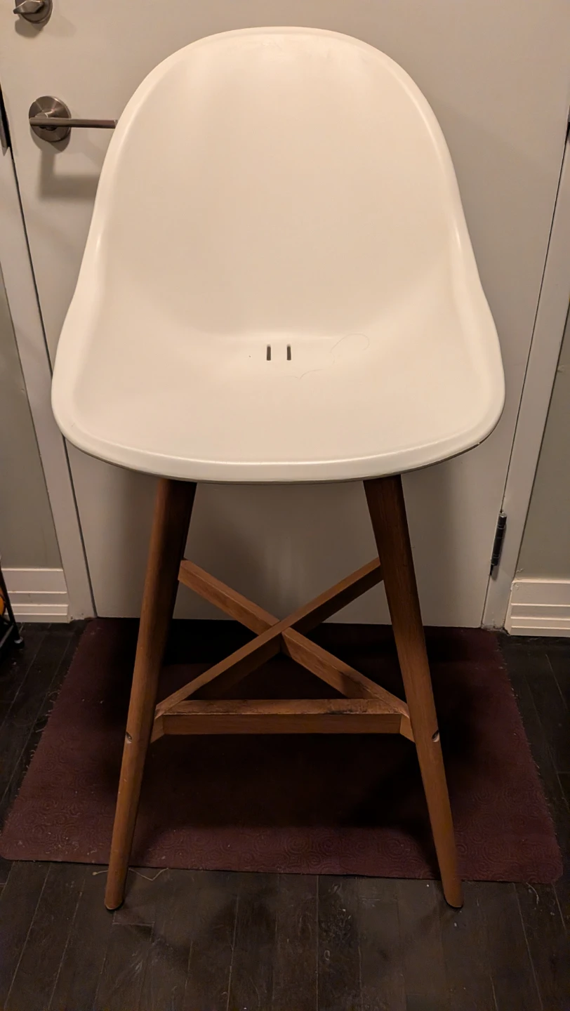 IKEA Fanbyn White Bar Stool with Wooden Legs (1) - photo 2